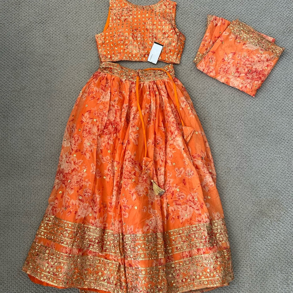Orange and Gold Lehenga